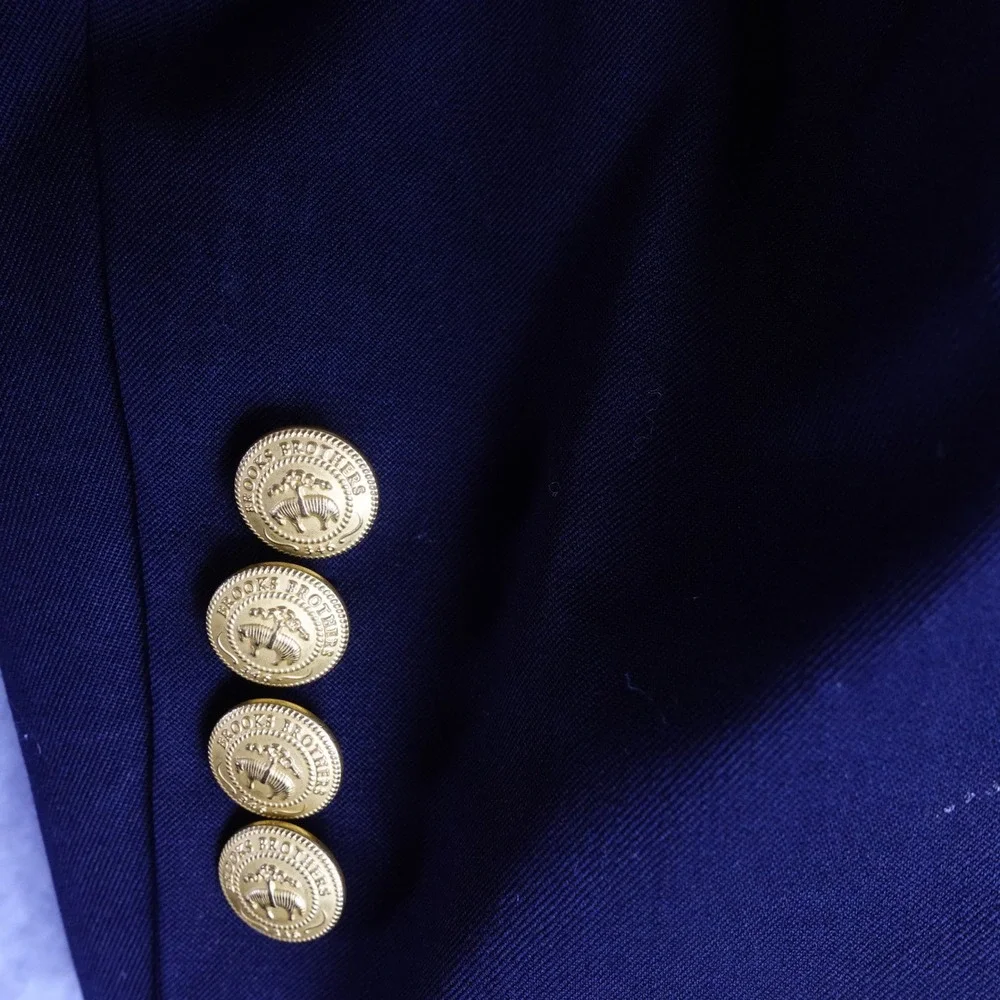 Brooks Brothers‎ 346 Mens Navy Blue Wool 2 Gold Button Blazer Sport Coat 48